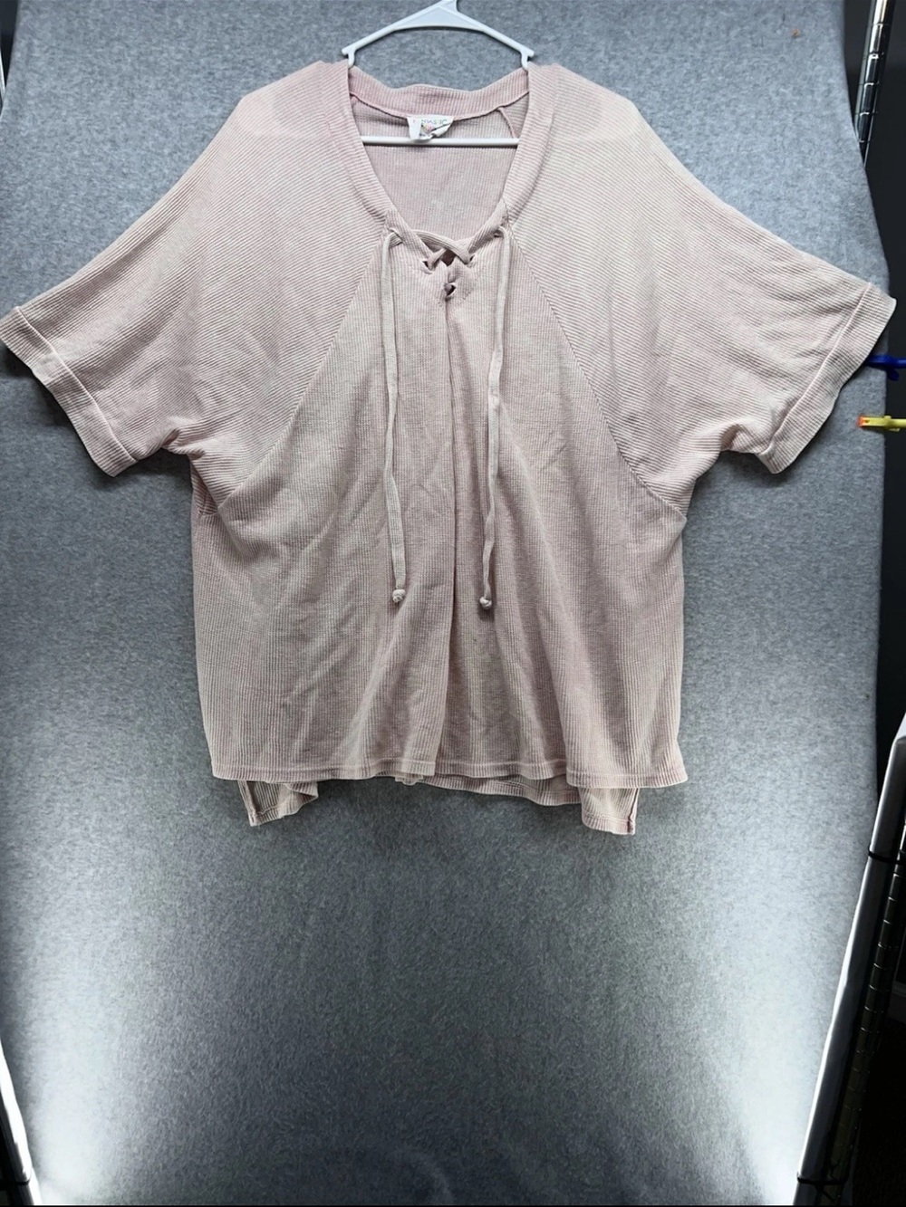 Fantastic Fawn Blush Pink Short Sleeve Lace-Up Tee